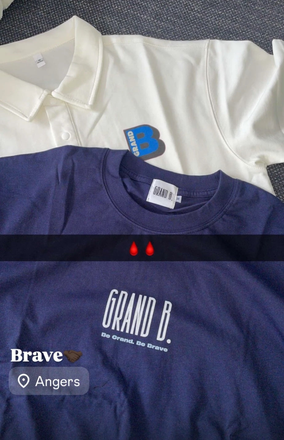 Colis reçu à Angers : polo et t-shirt GRAND B.