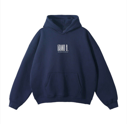 Hoodie Be Brave Navy GRAND B., vue de face, logo poitrine